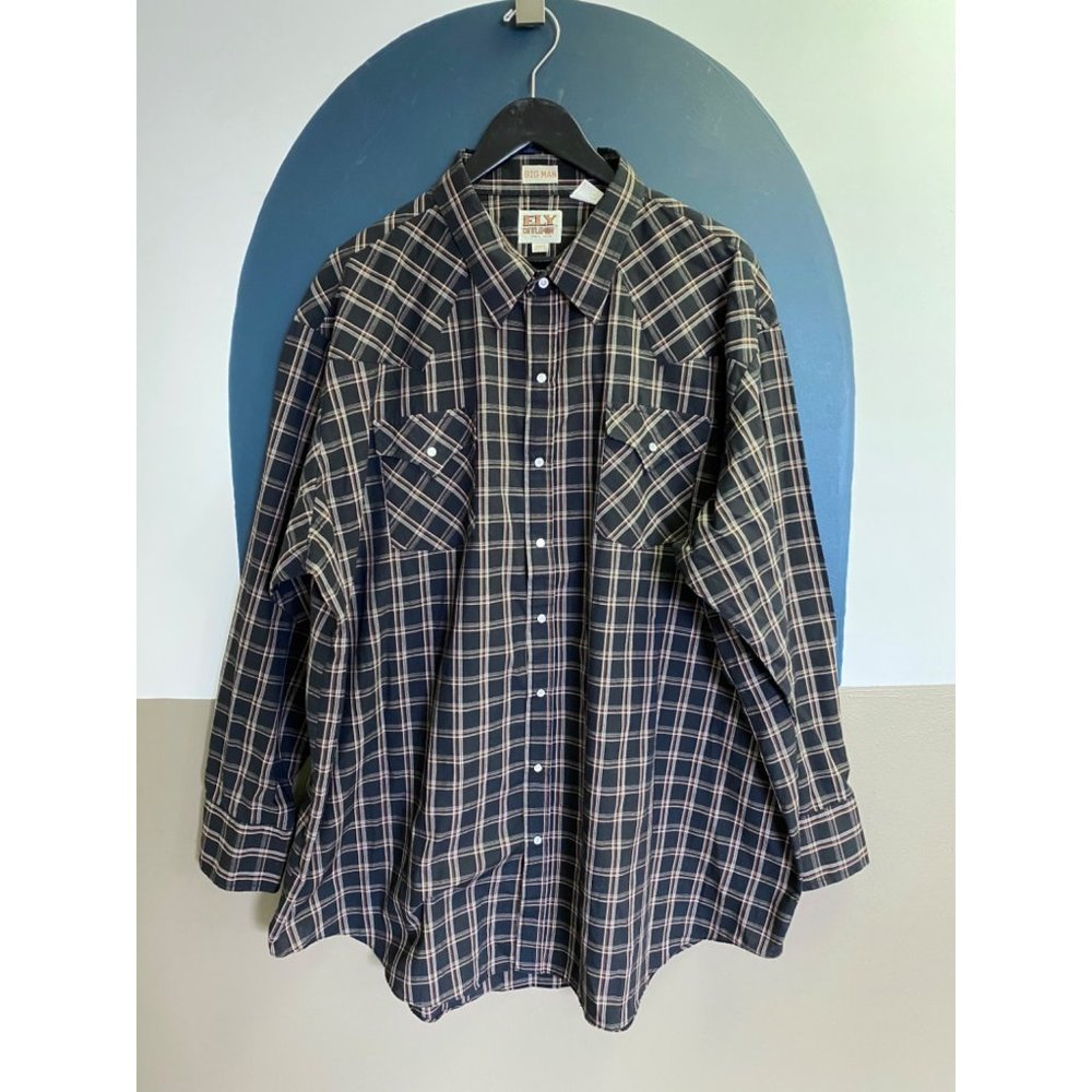 Vintage Ely Cattleman Big Man western long sleeve pearl snap button shirt